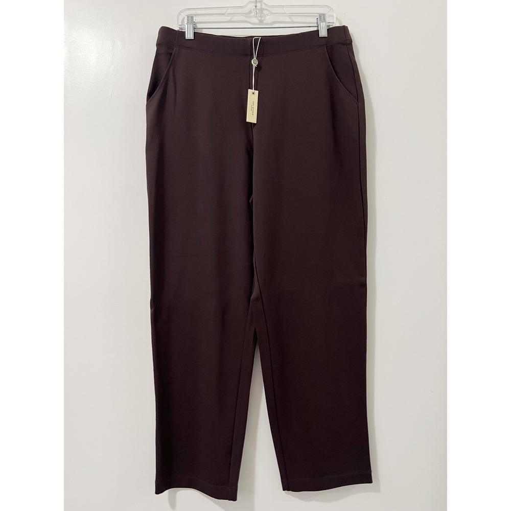 Max Studio London Womens XL Chocolate Brown Ponte Tapered Pull On Pants
